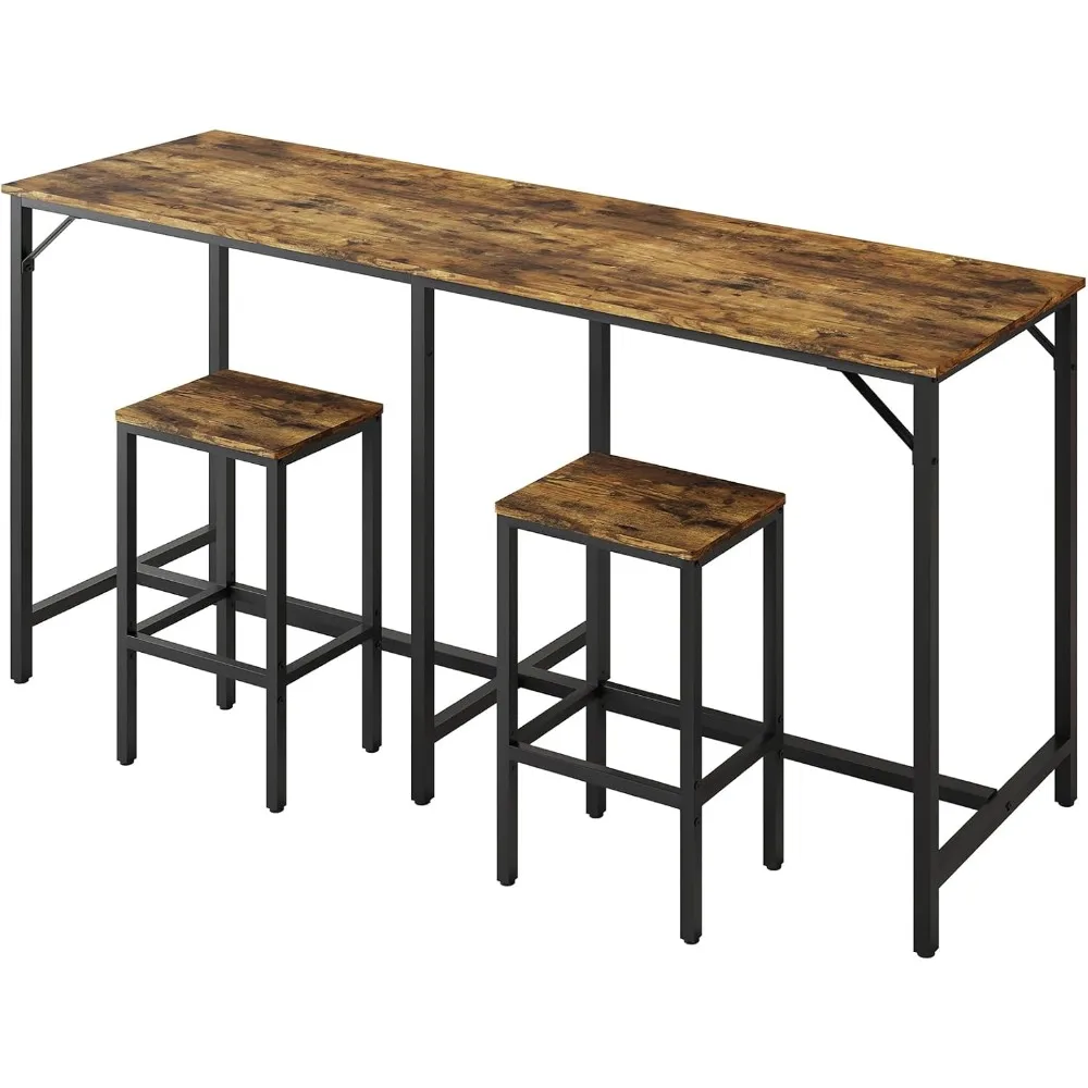 Juego de comedor de 3 piezas con altura de mostrador de 70,9 pulgadas, con mesa y 2 taburetes para uso doméstico en la cocina