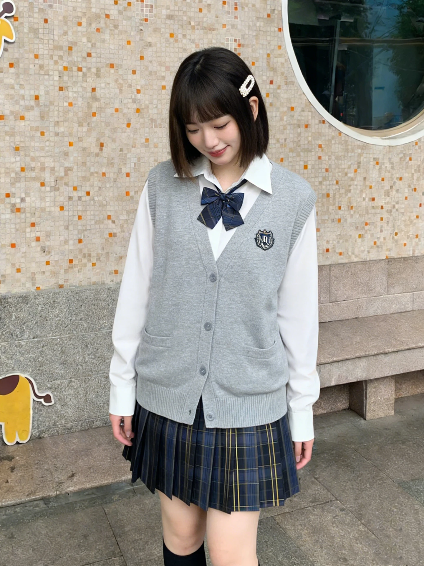 

plus Size ort Plaid Skirt White Enhancing Pear ape A-Line Pleated Skirt College Sweet Sle High Waist Polyester Spring S...