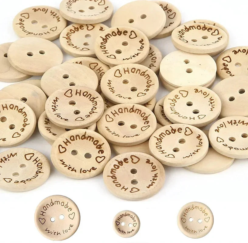 

50/30Pcs Nature Wooden Buttons Handmade Round Wooden Buttons With 2 Holes 15MM 20MM 25MM For Sewing Craft Accessories