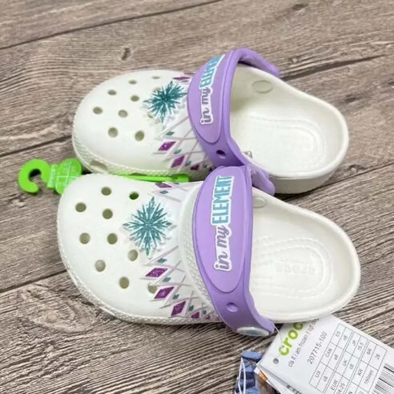 New Disney Ice Princess Hole Sandals Cartoon Snowflake Slippers Sandals Kawaii Eva Anime Home Beach Shoes Summer Slippers Gifts