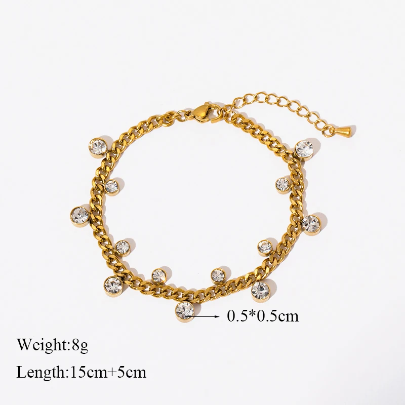 EILIECK 316L Edelstahl Klassisches Synthetisches Zirkon-Perlenarmband für Damen 18K Gold PVD-beschichtet Modeschmuck Handkette – Detail 10