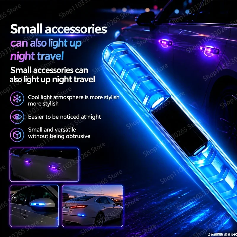 Wireless LED Car Door Safety Light, Solar Charged, Waterproof, Anti-Scratch, Easy Install for All Vehicles