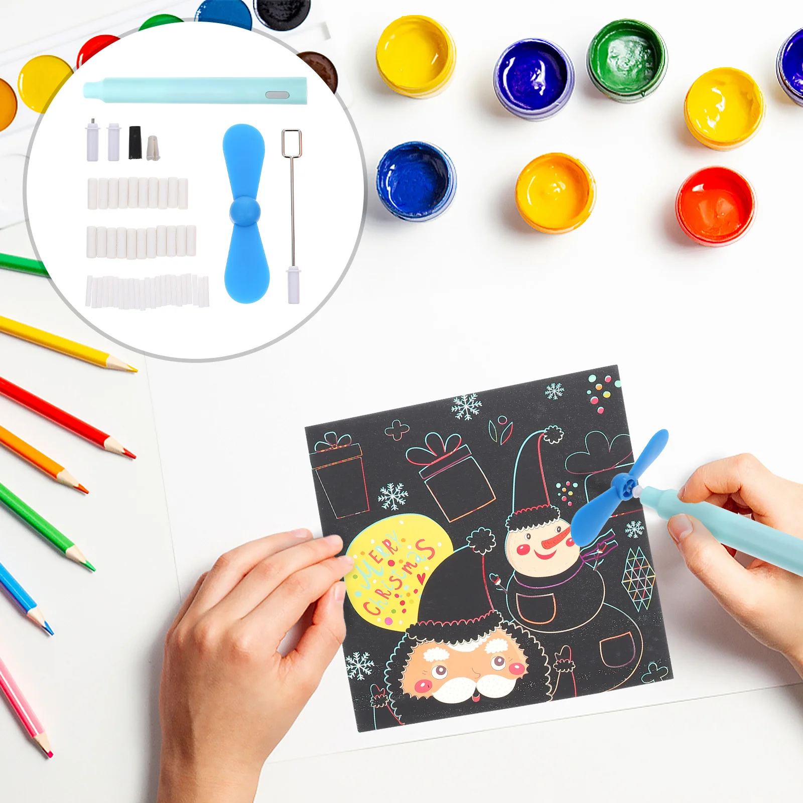 

1 Set Electric Eraser Kit Portable Pencil Art Sketching Tool For Students School Office Painting Fan Head Included Smooth Detail