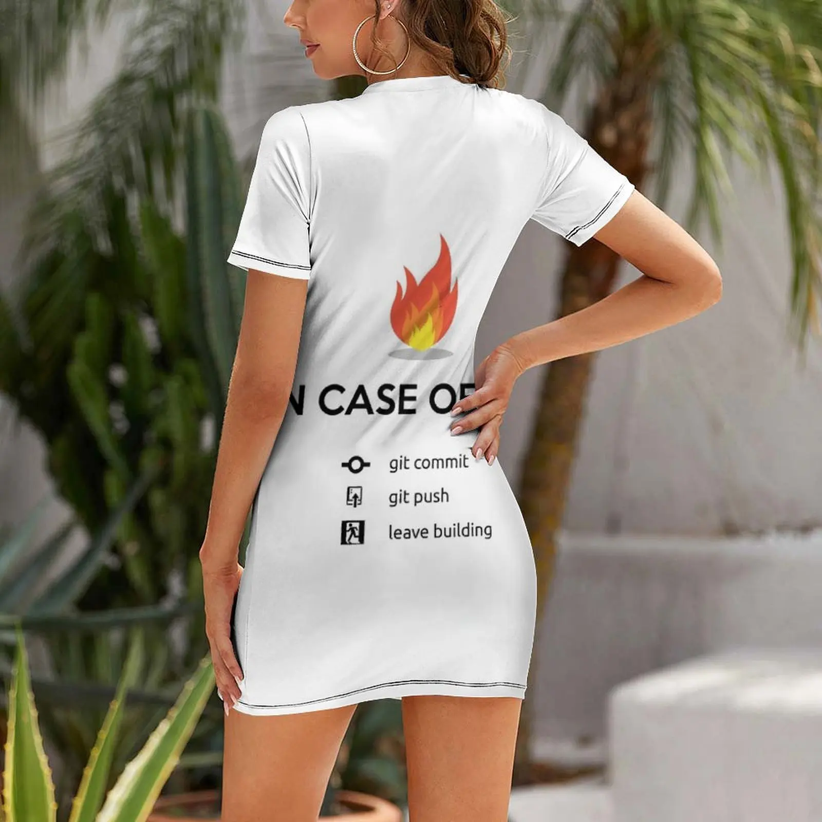 Funny Emergency Fire Exit for Programmers Short-Sleeved Dress women party dresses chic and elegant woman dress