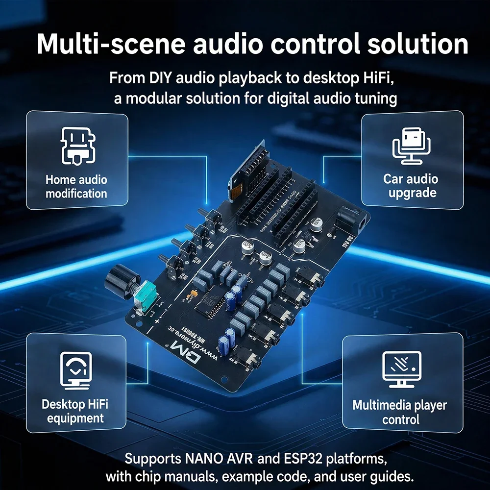 TDA7440 Digital Audio Controller Audio Amplifier Board 1.8 Inch ST7735 LCD Display 4-Channel for DIY Amplifier
