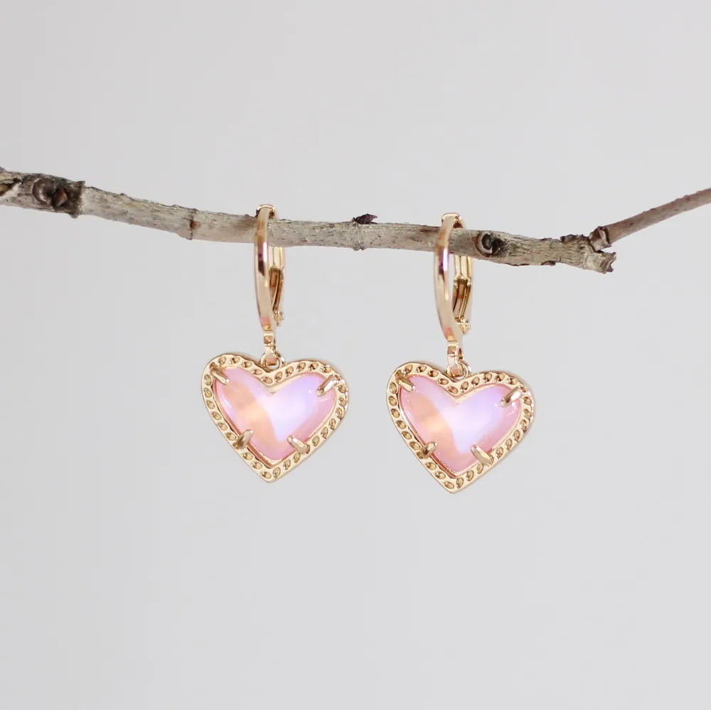 Heart Shape Dichroic Glass Heart Drop Earrings for Women