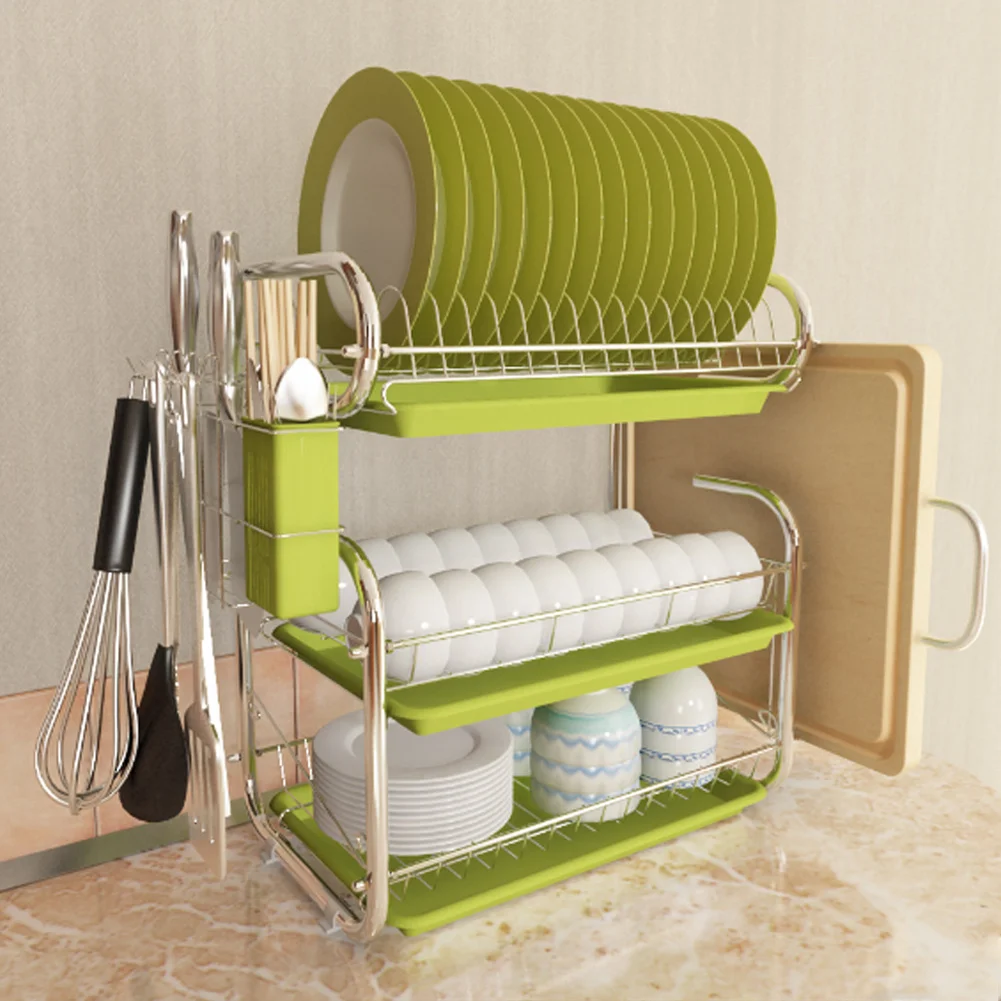 3 Tier Kitchen Chrome Storage Rack with Sink Rack Drip Tray