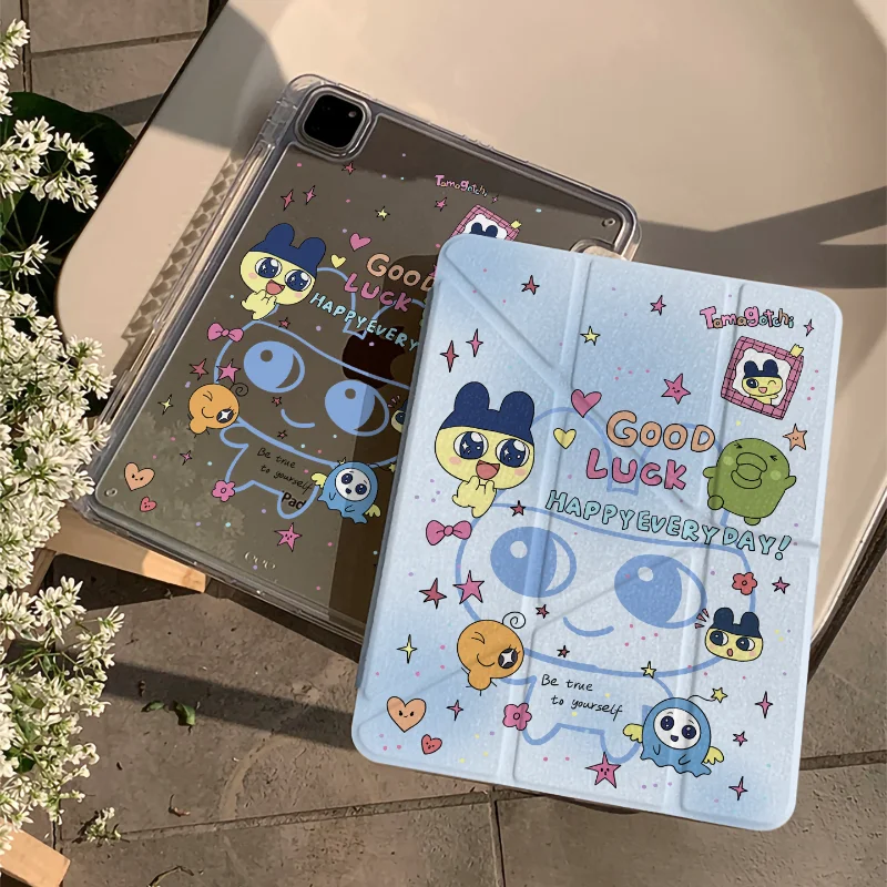 لطيف الكرتون Tamagotchi Can Y/3 للطي Ipad11 جديد متعة واقية Ipad10 مع فتحة قلم 11 بوصة مكافحة سقوط واقية قذيفة