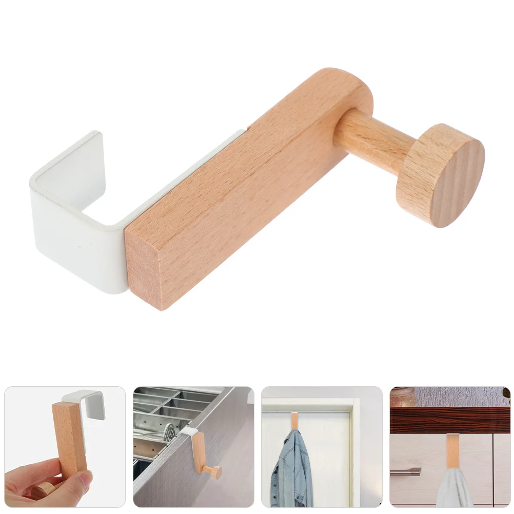 

1pcs Wood Hook Hanger Over Door Storage Hooks For Bathroom Bedroom Entryway Hat Hooks Hat Coat Towel Organizer