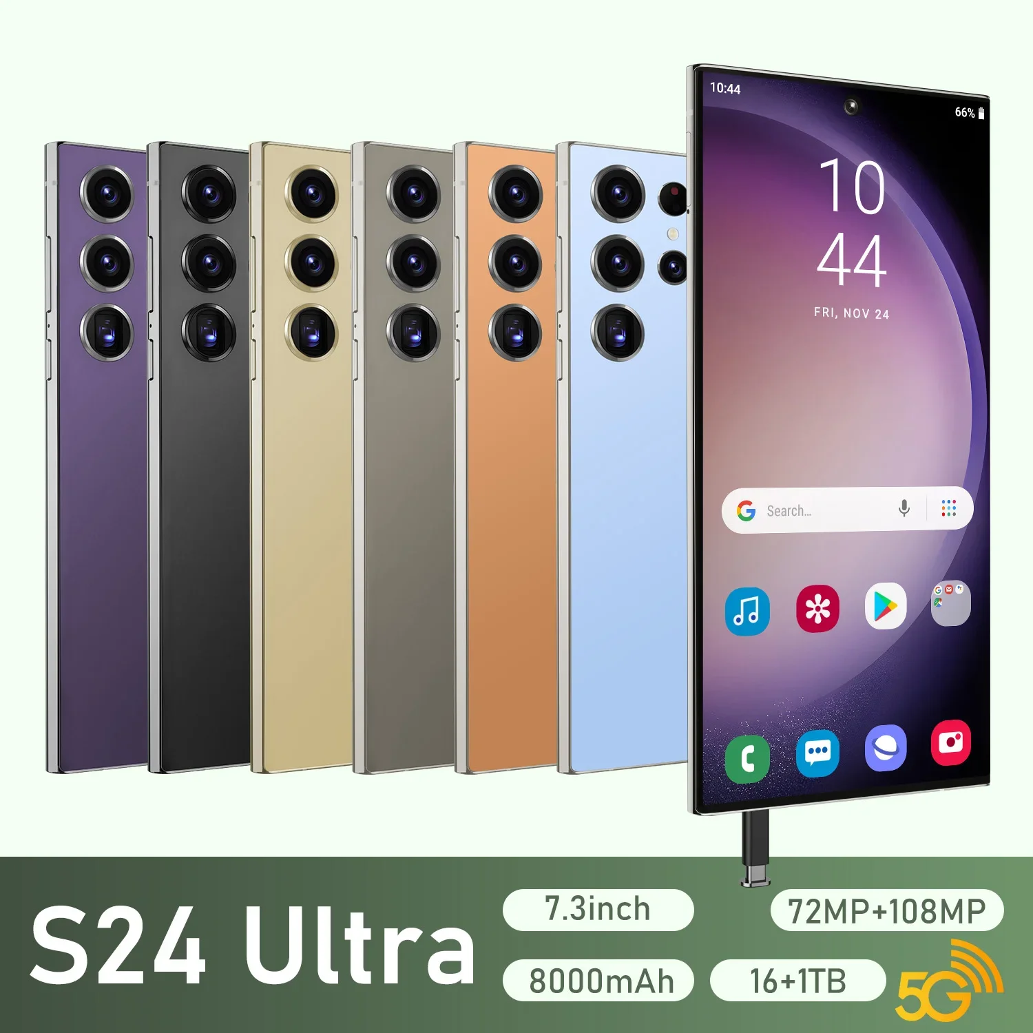 Лидер продаж 2024, телефон S24 + Ultra 6,8 дюйма, оригинальный полный дисплей, Android мобильный телефон, Прямая поставка