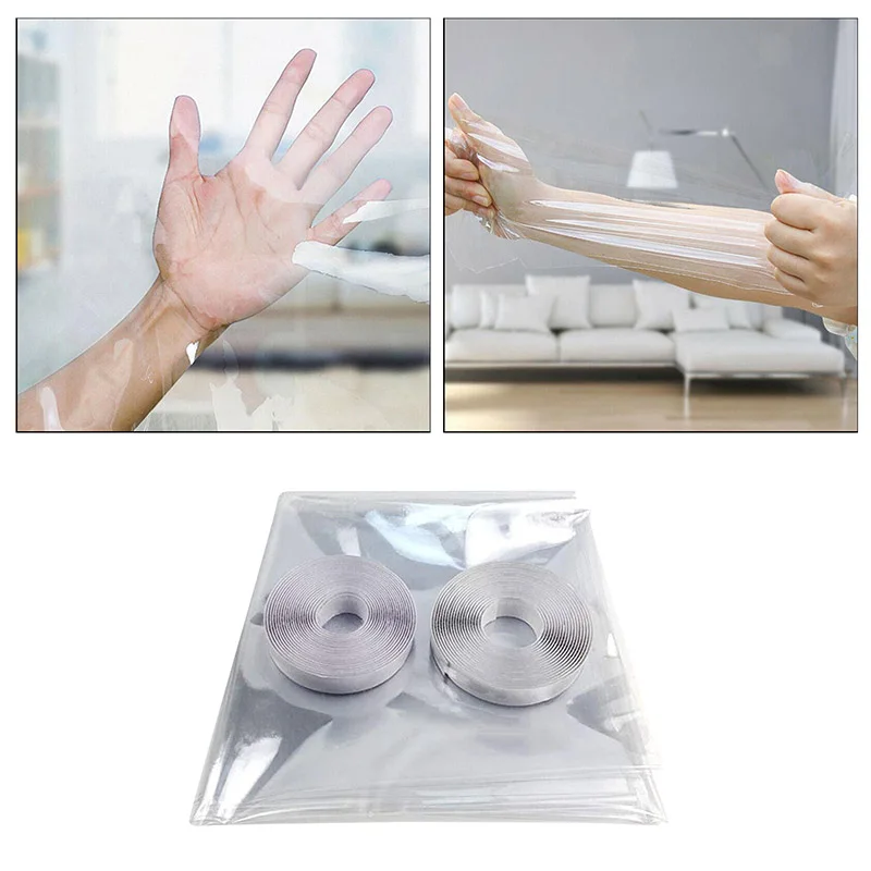 Window Self-Adhesive Type Transparent Film DIY House Keep Warm Dustproof Window Cover Winter Open Hole Seal Up Tool