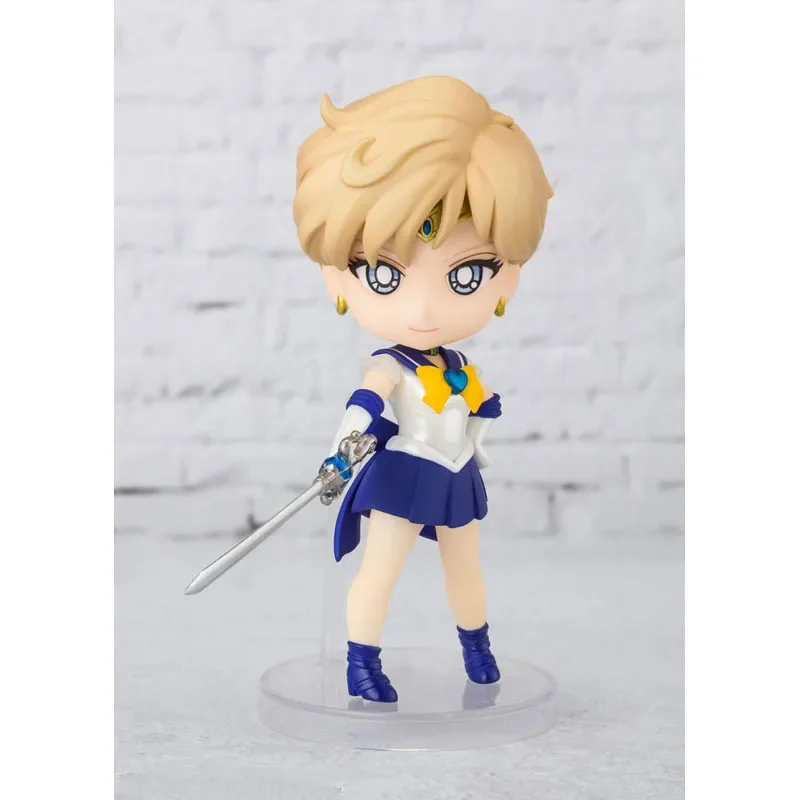 Bandai Genuine Figuarts Mini Sailor Moon Kaiou Michiru Tenoh Haruka Joints Movable Anime Action Figure Toys for Boys Kids Gifts