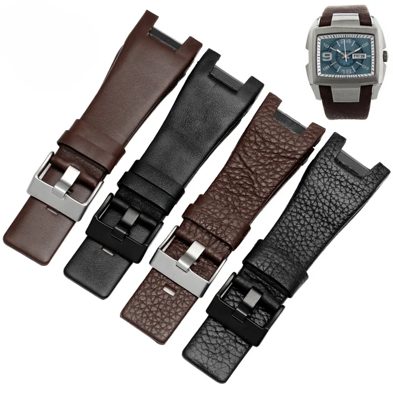 For Diesel Dz1216 Dz1273 Dz4246 Comfortable Soft Special Concave Interface Men\'s Business Leather Watch Strap Accessories