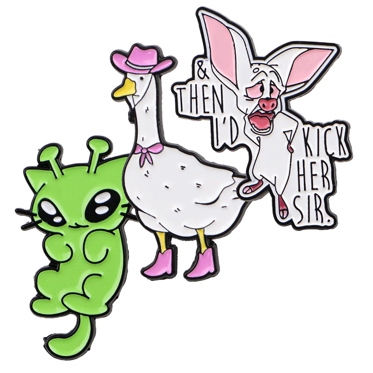 

10 шт., эмалированная булавка с изображением гуся, забавный значок летучей мыши на рюкзаке, булавки для лацканов, броши с мультяшным котом для курток, аксессуары для косплея