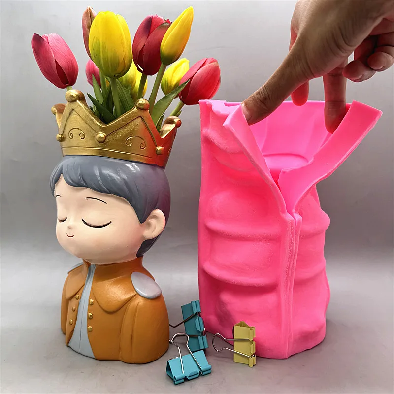Large Size, Silicone Mold Prince Flower Pot Can Be Turned Into Gypsum Resin Concrete Garden Balcony Decoration