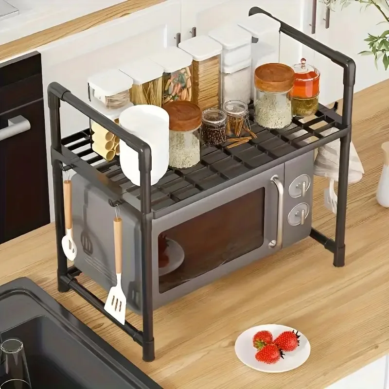 [Kitchen organizer rack] Sturdy Steel Adjustable Microwave Oven Rack - 2 Models, Heavy-Duty Telescoping Countertop - view 5