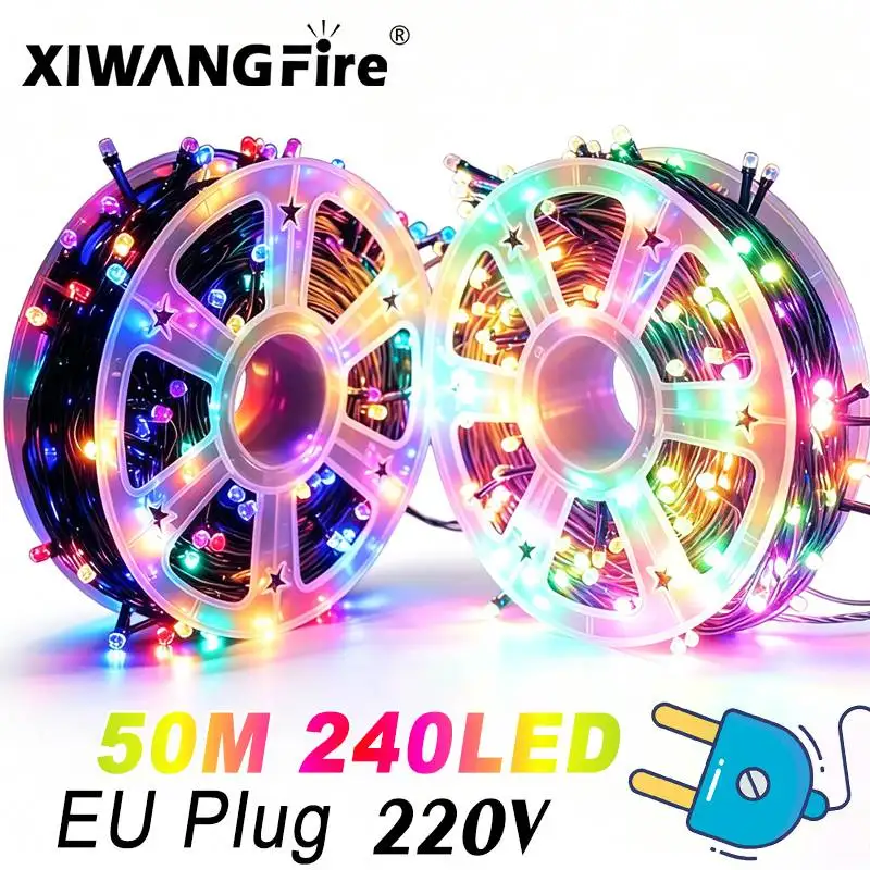 ソーラーストリングライト-ウォームホワイト-カラフル-8モード-屋外用妖精ツリーランプ-ホームパーティー-街路-結婚式-クリスマスデコレーション用