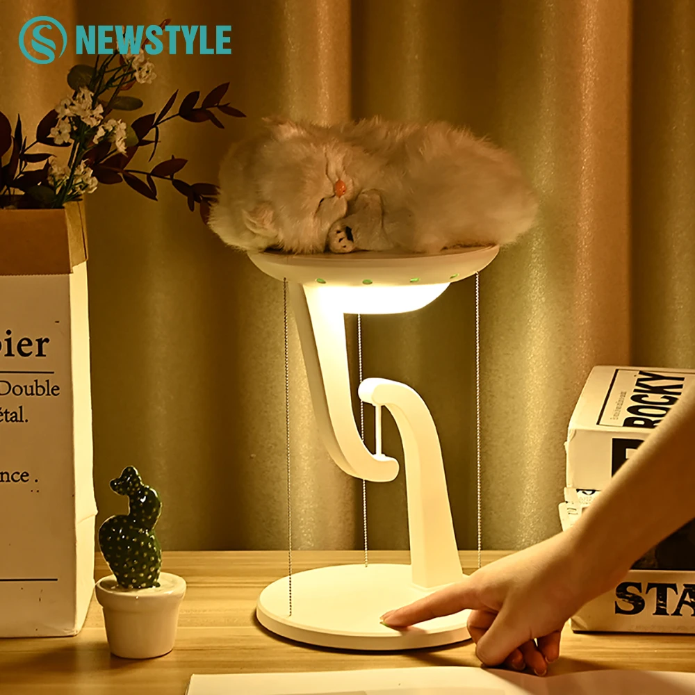 LED Night Light Multi-functional Desk Lamp with 15W Wireless Charger for iPhone Samsung Touch Switch Stepless Dimming Night Lamp