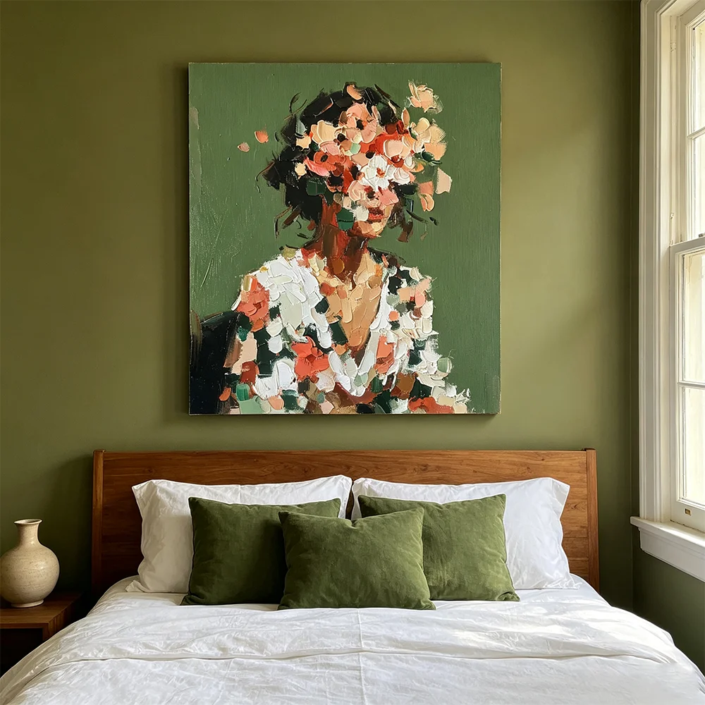 Multicolor Oil Paintings Print Wall Art Canvas Painting Decor, Flower Women Art Poster for Bedroom Living Room Home Decor