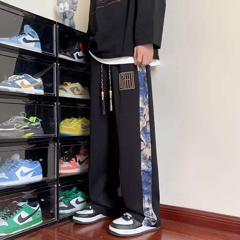 Spring and Autumn Loose Chinese Style Sports Sleeper Draped Casual Pants Men