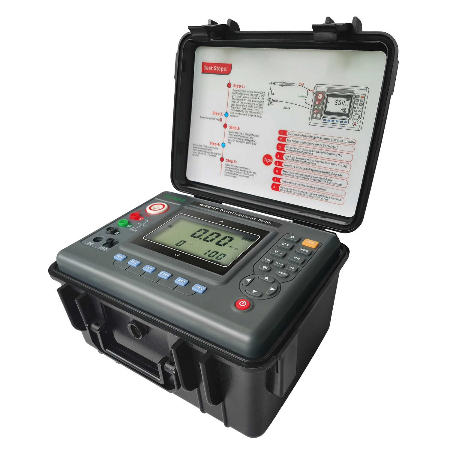 VLUUKE 10kV digitale isolatieweerstandstester Megohmmeter Hoogspanningsisolatieweerstandsmeter