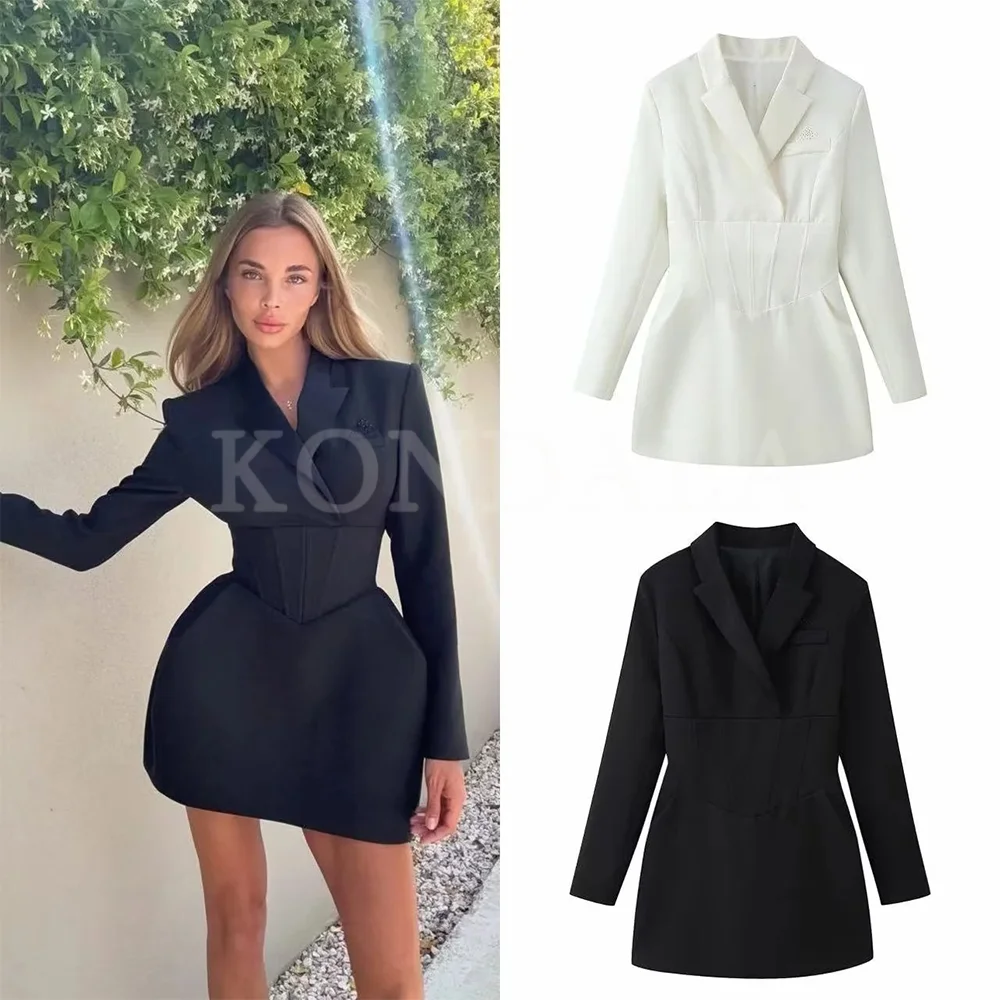 KONDALA 2026 Frühling Sommer Elegante Bodycon Frauen Kleider Mode Weiß Schwarz Zip Up Neue Jahr Party Damen Casual Mini Kleider