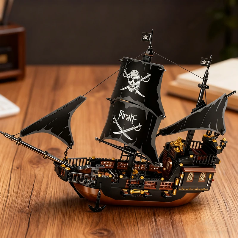 

Giant Pirate Ship Building Blocks Medieval Style Ghost Ship Model Bricks Kids DIY Assembly Toy Christmas Birthday Gift