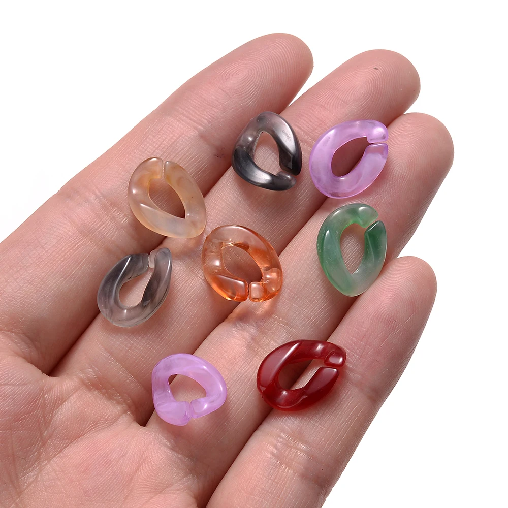 100 Stück 14x10mm Acryl-Mischfarben-Drehketten-Perlen, Kettenzubehör für die Schmuckherstellung, DIY-Armbänder, Halsketten – Detail 2