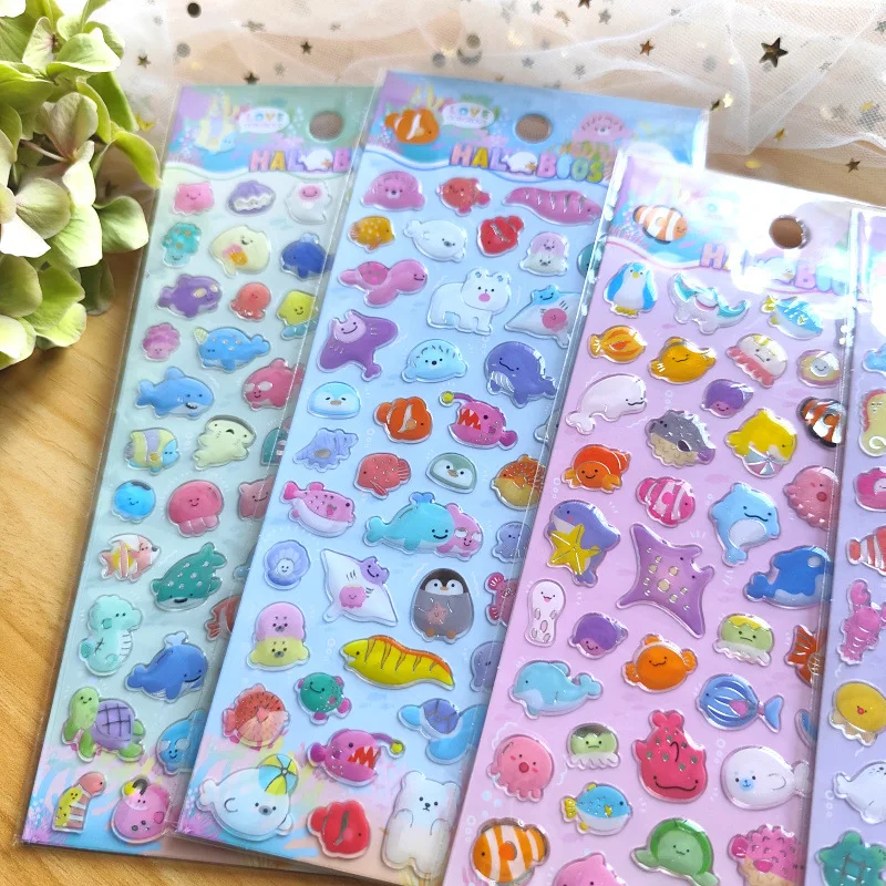 

4 pcs Sea Animals Shark Dolphin Fish Cartoon Stickers Scrapbooking Diy Journal Stationery Sticker Deco School Supplies Gift