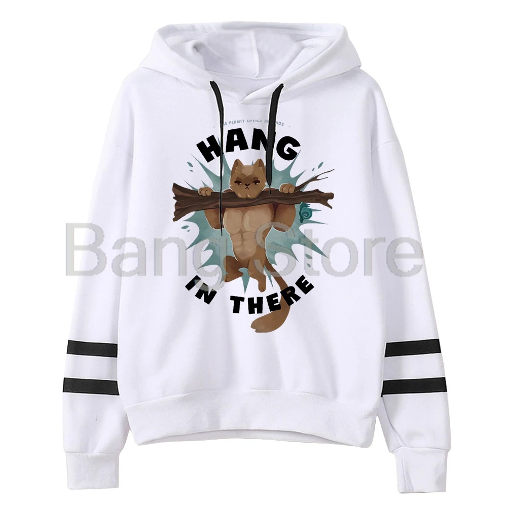 Grian Hang in There Permit Office Cat Pullover Hoodie Unisex Hooded Sweatshirt Fashion Unisex Tracksuit