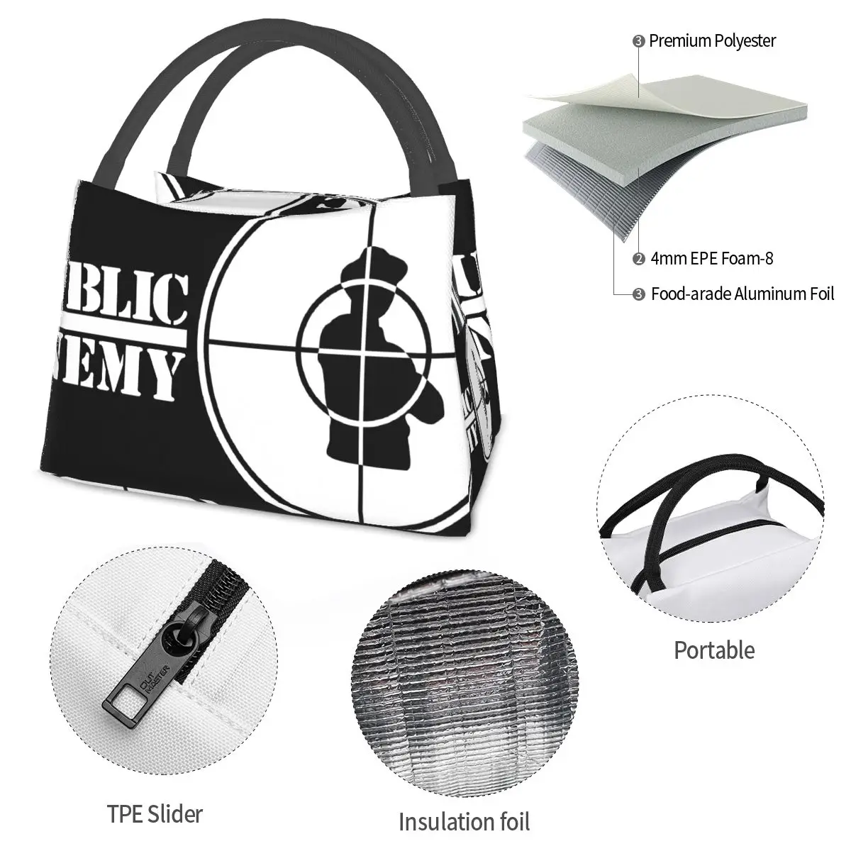 Public Enemy Portable insulation bag for Cooler Thermal Food Office Pinic Container