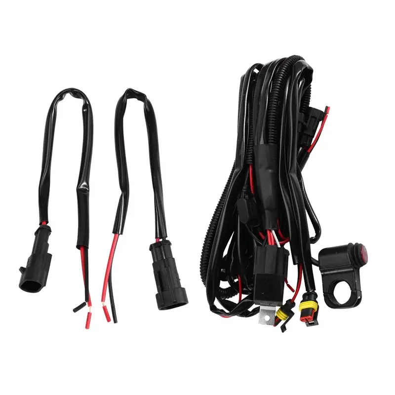 

Motorcycle Fog Light Switch Relay Harness Wiring Kit 12V 1.6M With Fuse Aluminum On/Off Control Cable Spot Light 2.2M