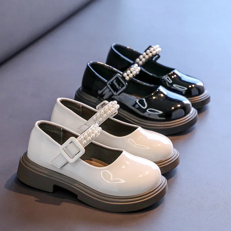 

Children's Shoes, Girls' Pearl Leather Shoes, 2026 Spring And Autumn Casual Mary Shoes, Fashionable Thick Sole
