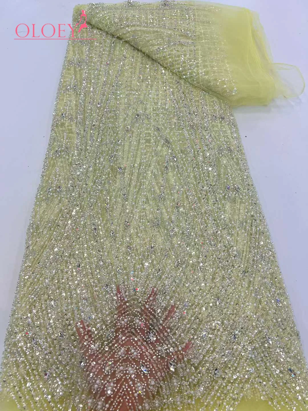 

African Tull Nigerian Lace Fabrics for Women Handmade Bead Sequins Luxury Wedding Latest Fashion 5 Yards