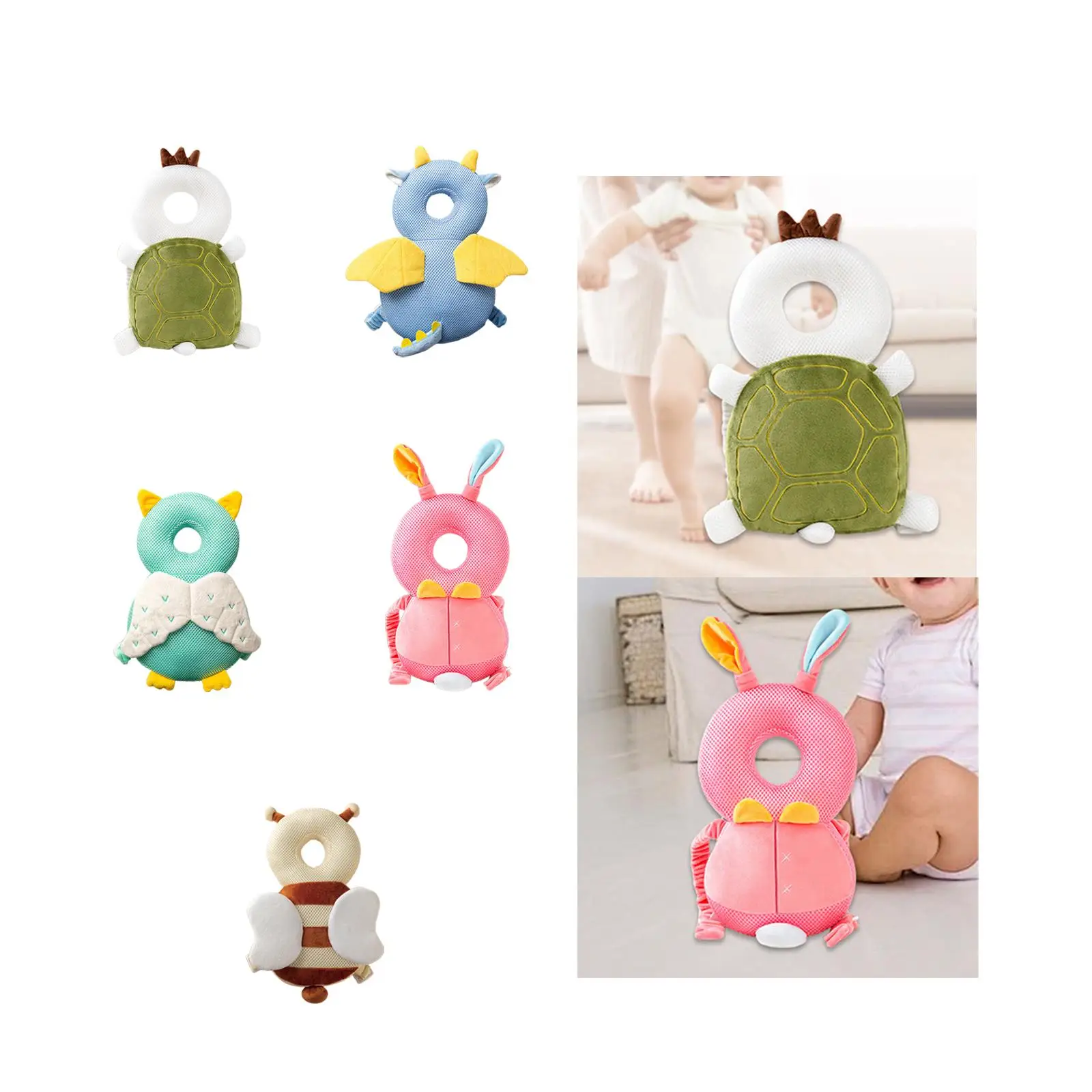 

Подушка для защиты головы малыша, регулируемая, в форме животного, защитная подушка-накладка для безопасного ползания и обучения, для защиты от падений