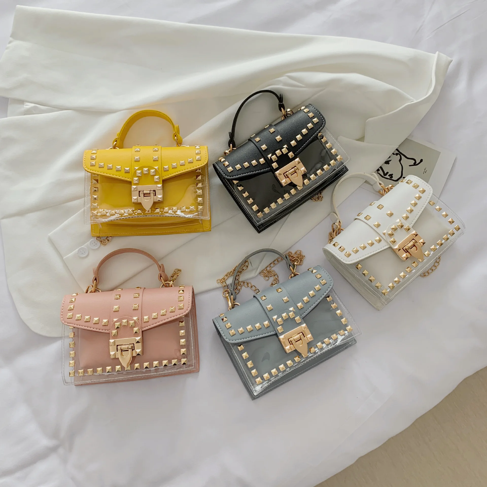 Vintage Chains Women\'s Crossbody Handbags White Small Square Bag Luxury Designer Sling Bag Candy Color Ita Summer Mini Purse New