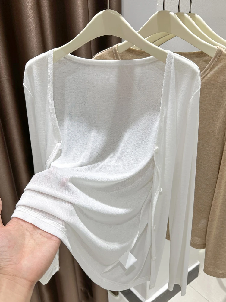 

Women's Ice Silk Sun Protection Cover up Summer 2026 Strap Dr Outer Small Jaet oulder Wrap Top Thin White Knitted Open...