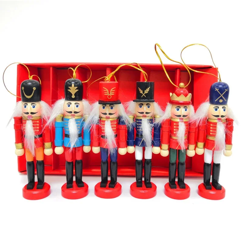 Wooden Nutcracker Sturdy Stylish Christmas Hanging Painted Nutcrackers Man Humanoid Soldier Puppet Desk Figurines Ornament