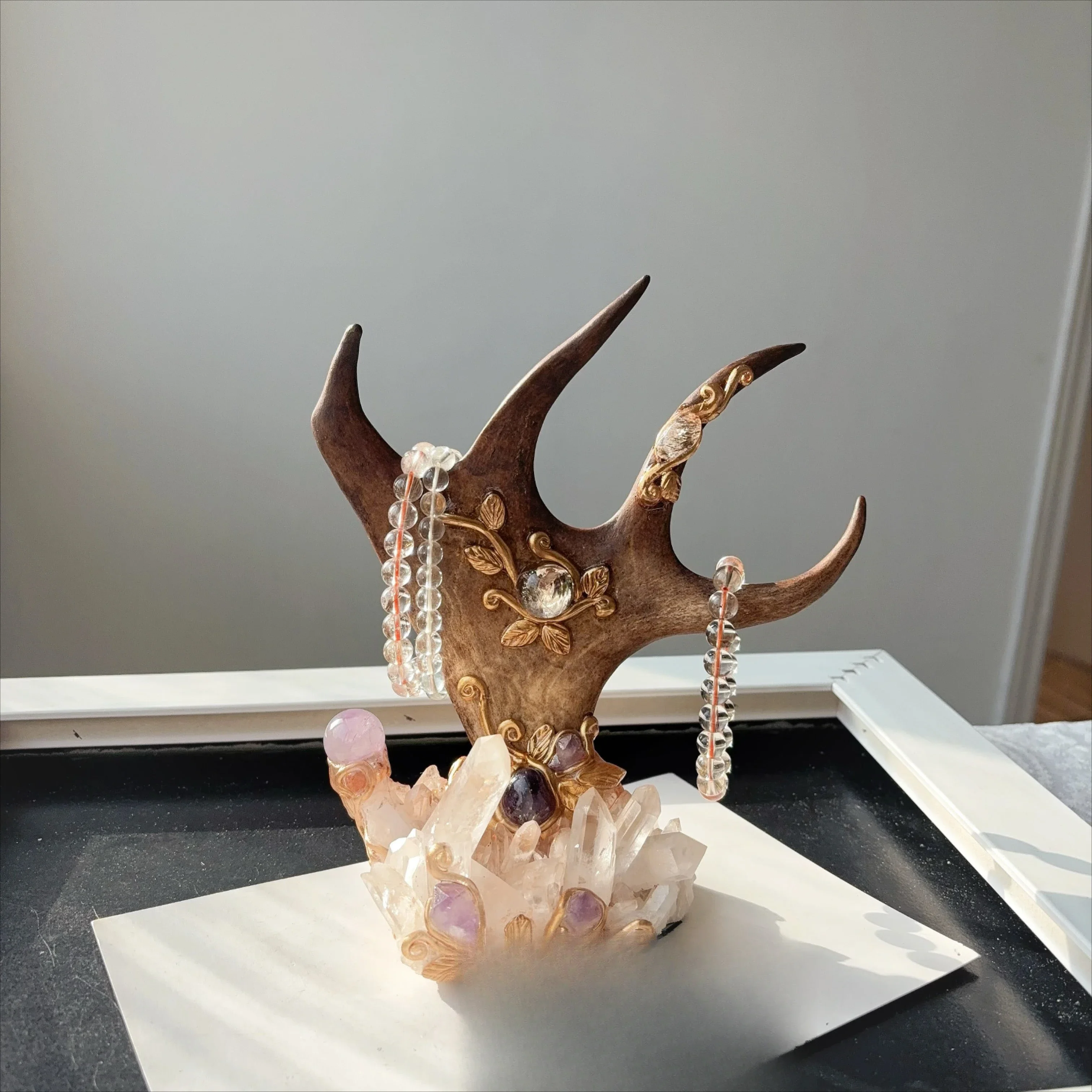 White crystal cluster antler elk scepter degaussing bracelet purification ornament decoration heavy industry