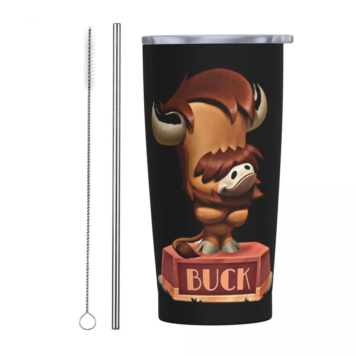 For Mens Womens Buck Zooba Battle Arena Royale Characters Stainless Steel Tumbler Mugs Thermal Cold Bottle Straw With Lid 20oz