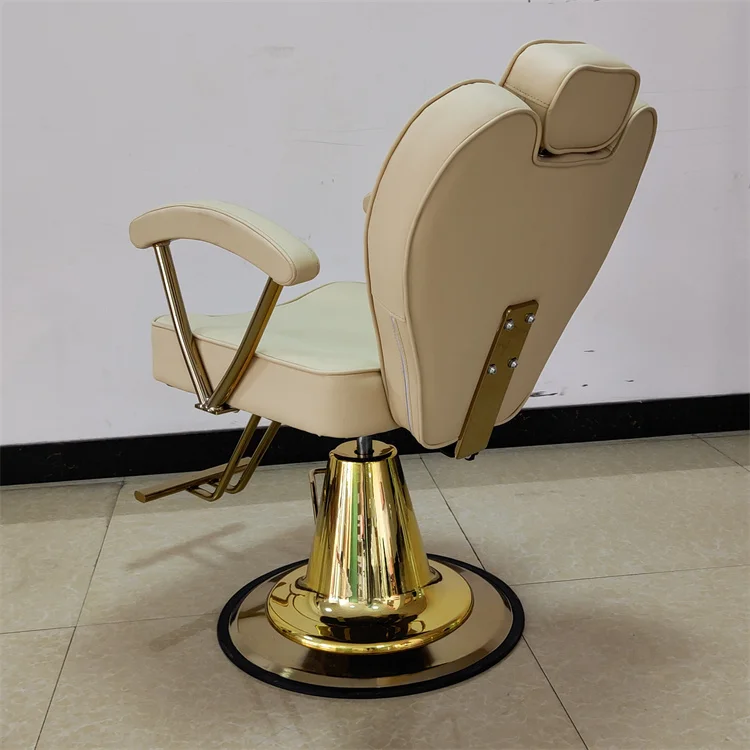 Barbershop Furniture Salon Set Sillas De Professional Salon Hairdressing Recliner Styling Barber Chair With Gold Base