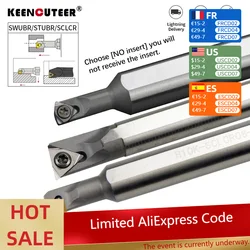 HSS Large handle small head turning tool bar H06K-STUBR06/H1005K-SWUBR06/ H10K-SCLCR06-16  Carbide Inserts TBGT/WBMT/CCMT