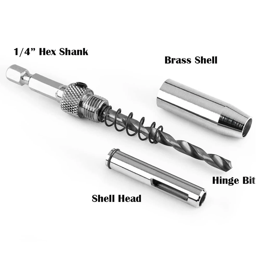 Set di punte da trapano da 4 pezzi HSS punta di apertura del foro della cerniera autocentrante gambo esagonale 5/64 ",7/64",9/64 ", punta da trapano centrale da 11/64" per finestra della porta