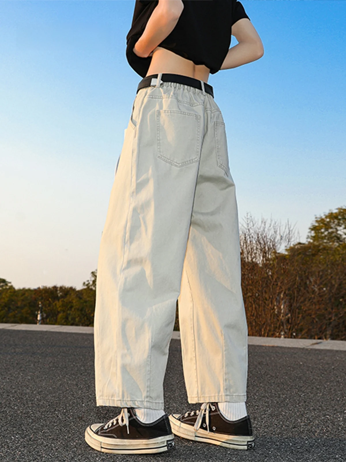 

Мужские брюки American Sle Street Loose Nine: модные, плиссированные, повседневные, прямого кроя, весенняя коллекция