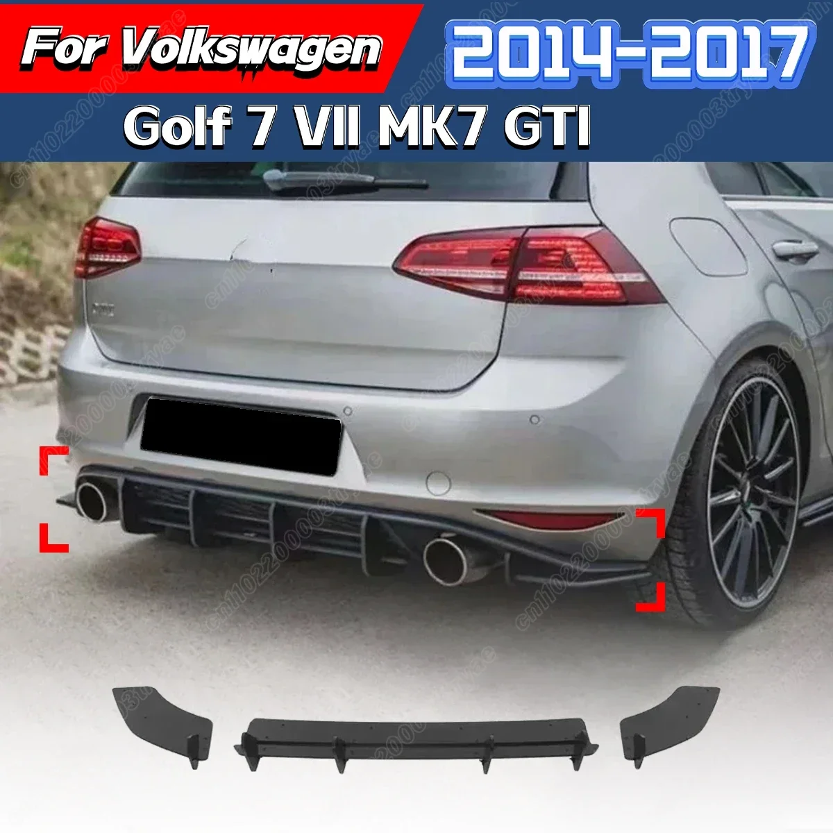 

For Volkswagen VW Golf 7 VII MK7 GTI 2014 2015 2016 2017 Car Rear Bumper Chassis Spoiler Splitter Lip Surround Modification Kit