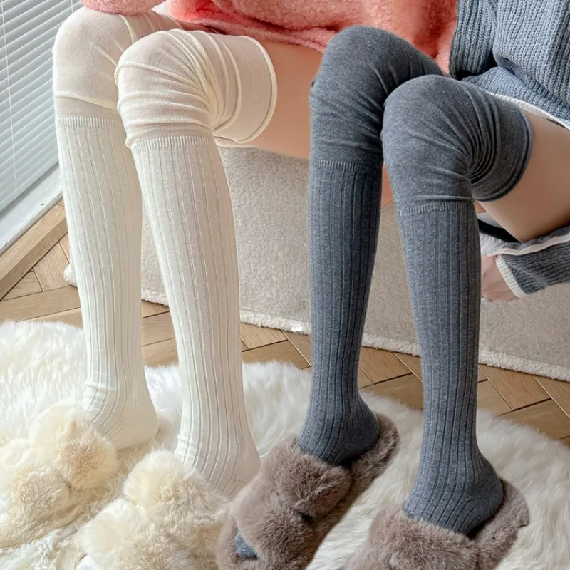 Japanese Thigh High Stockings for Women Fashion Casual Over The Knee Female Long Socks Thermal Warm Cotton Tall Tube Leggings