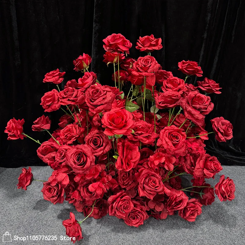 Künstliche rote Rosen-Bodenblume, Hochzeitstisch-Mittelstück, Blumenarrangement, Party-Bühnen-Hintergrund für Veranstaltungen, Zeremonien, Heimdekoration – Detail 3