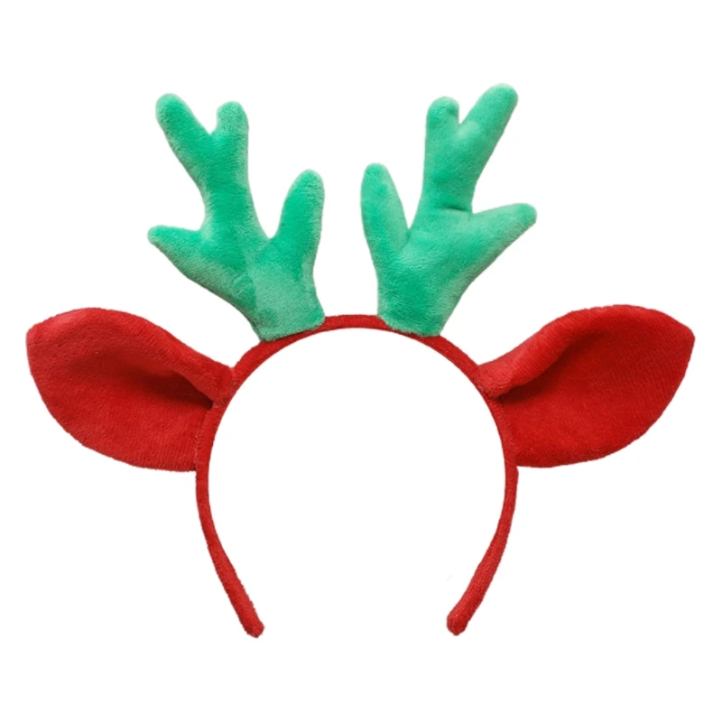 50JB Plush Deer Ears Headbands Furry Fawn Horn Headwear Antler Hair Hoop for Christmas Headpiece Fancy Dress Party Supplies