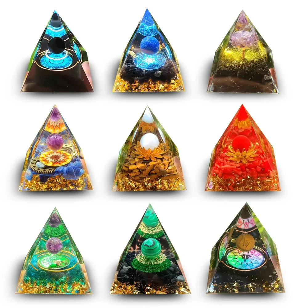 5cm Natural Crystal Energy Stone Orgen Pyramid Decoration Pyramids Art Carfts Christmas Gifts Ornaments Orgone Chakra Meditation