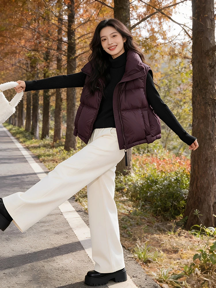 

Ele Thiened теплый пуховый хлопковый жилет женский модный воротник-стойка топ верхняя одежда на молнии цвет